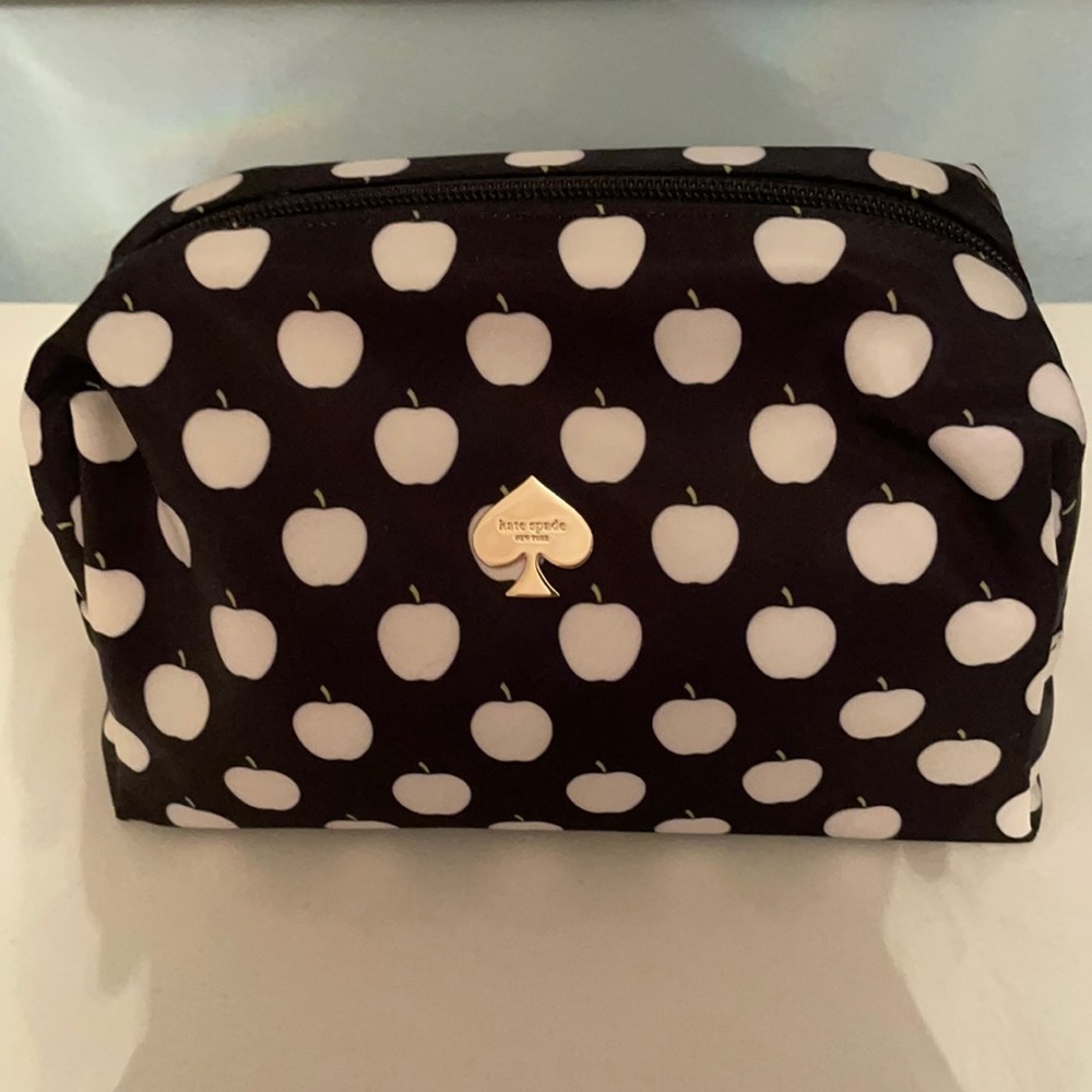 Kate spade black and white apple makeup case